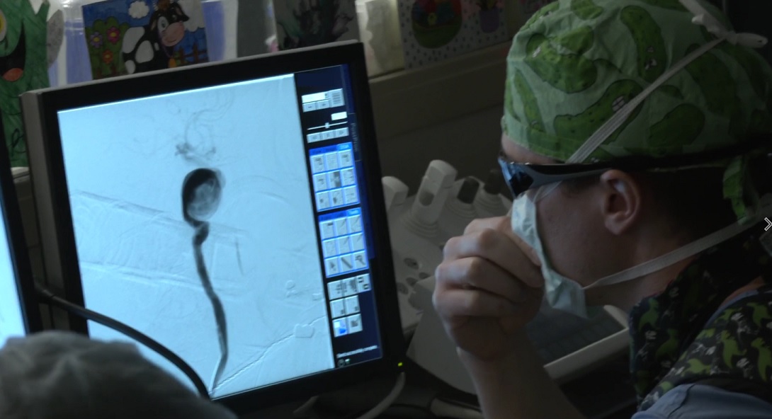 Dr. Kilburg reviewing stroke imaging